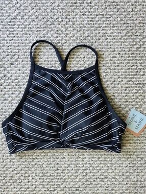 Women's Highneck Twist-Front Longline Bikini Top